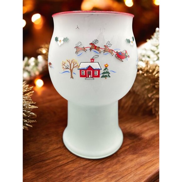 Vintage Pfaltzgraff Snow Village Frosted Floating Christmas Candle 1997 - Picture 2 of 7